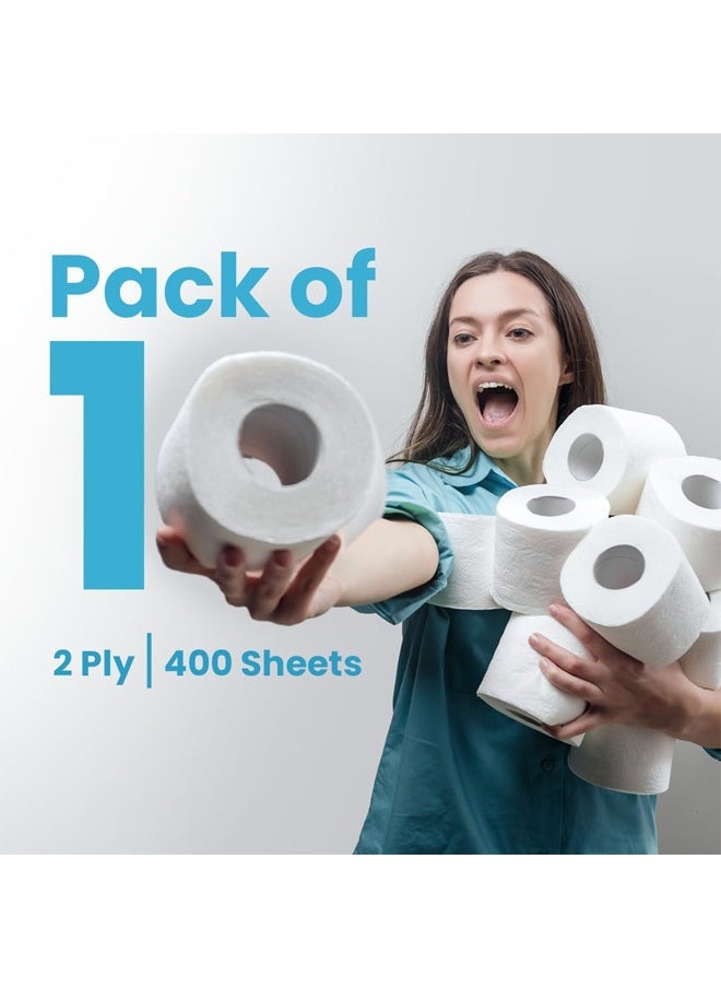NICE Touch Plain 2 Ply Toilet Rolls 4000 Sheets, 10 Rolls of 400 Sheets - Contains 4000 Premium 2 Ply sheets  - Image 2