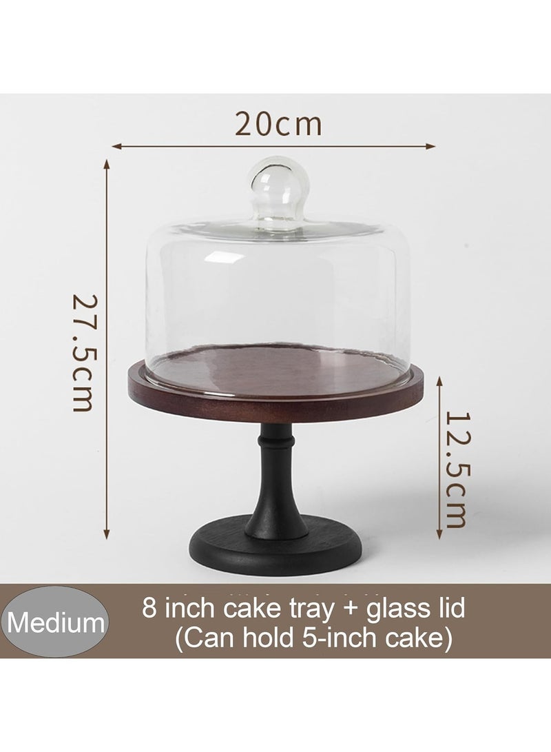 Premium Acacia Wood Cake Stand with Glass Cover – Elegant and Stylish Cake Plate for Weddings, Parties, Dessert Display, Perfect for Showcasing Cakes, Pastries, and Treats, Durable Acacia Wood Base, Ideal for Special Occasions  - Image 2
