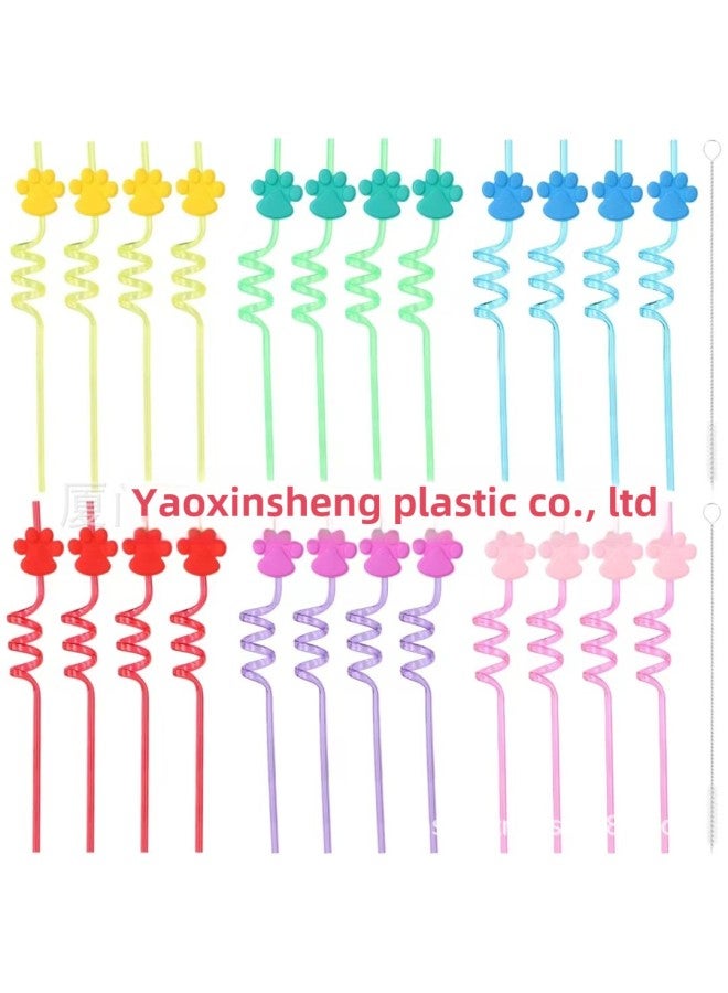 Party Crazy Straw Cat Claw Theme Direct Small Spiral Shape Food Grade Material-Color:Red-Specifications:6*265 - Image 3