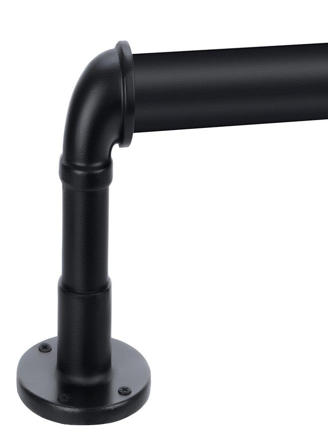 MERJULAN Curtain Rods for Windows 32 to 48, 1 Inch Industrial Wrap Around Black Curtain Rod, Indoor/Outdoor Room Divider Adjustable Drapery Pole, 32"-48" - Image 1