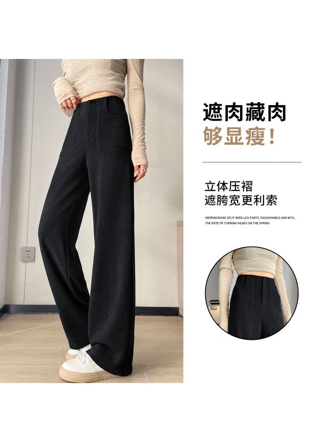 Hstyle Women's Wide-leg Suit Pants 2025 Spring Collection Fashion High-waisted Slimming Loose Flowy Versatile Straight-leg Casual Trousers - Image 5