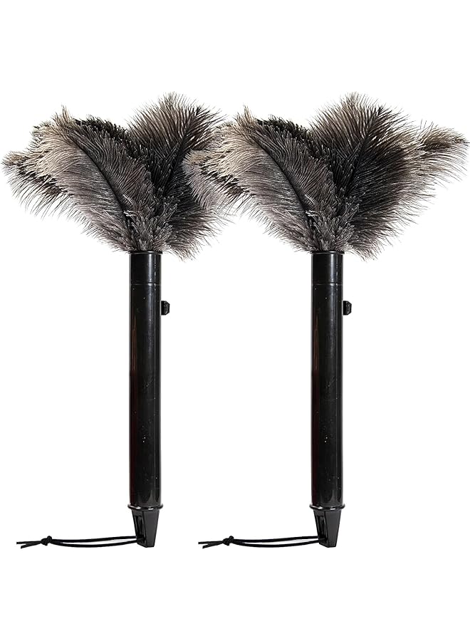 promass Retractable Feather Duster for Cleaning, Soft Natural Ostrich Feathers with Extendable Handle, Eco-Friendly Reusable Cleaning Tool for Home, Car, and Keyboard Dusting - Image 1