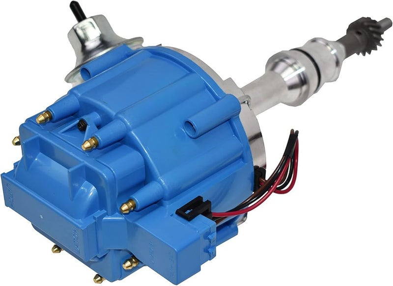 A-Team Performance HEI Electronic Distributor - 65K Spark & Performance Coil - One Wire Installation & Compatible with Ford 260/289/302/5.0 V8 - Blue Distributor Cap & CNC Aluminum Shaft - Pack of 1 - Image 2