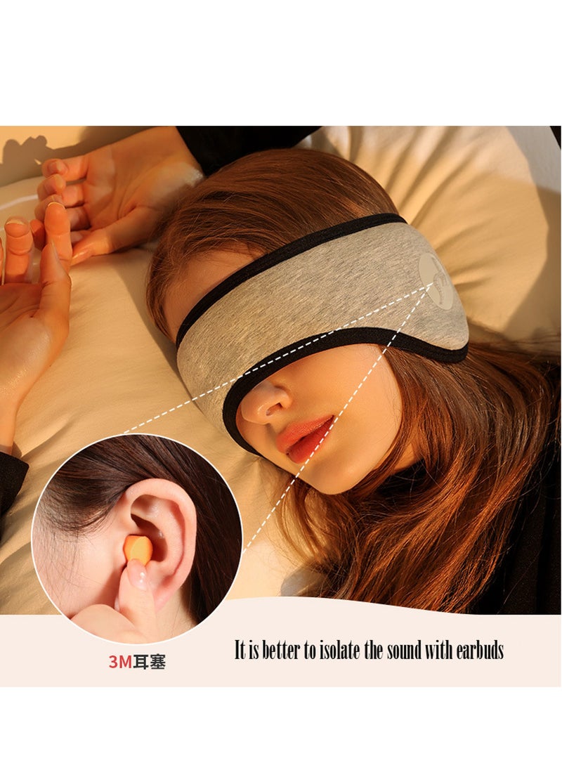 Generic Men and women sleep mute eye patch earmuffs 2-in-1 58*11cm grey  - Image 2