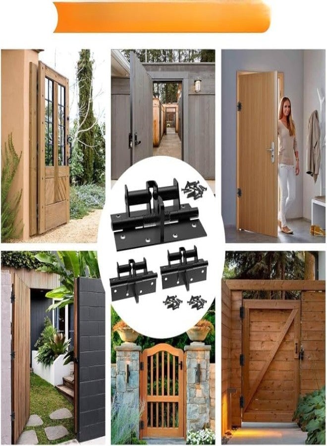 Cheet enterprise 2 Pack 3-in-1 Automatic Door Hinge Lock - Heavy Duty Self-Closing Spring Door Hinge with 90° Positioning | Multifunctional Auto Door Closer for Interior and Exterior Doors (Black) - Image 2