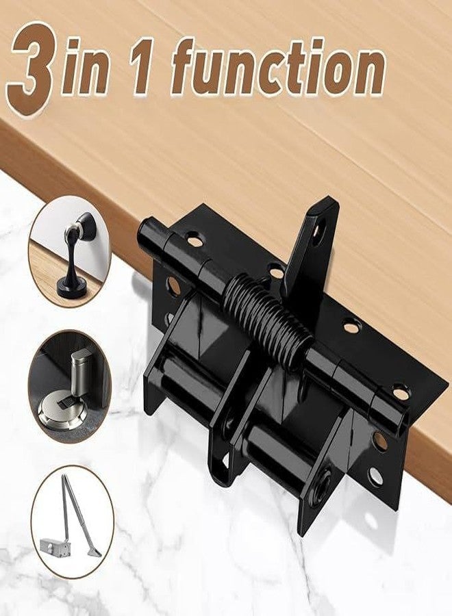 Cheet enterprise 2 Pack 3-in-1 Automatic Door Hinge Lock - Heavy Duty Self-Closing Spring Door Hinge with 90° Positioning | Multifunctional Auto Door Closer for Interior and Exterior Doors (Black) - Image 4