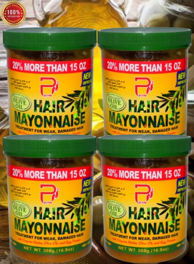 PYRON 4 Pieces Hair Mayonaise Treatment For Weak Damaged Hair With Organic Herbe Olive Oil And Egg Protein 500 Gram - Image 1