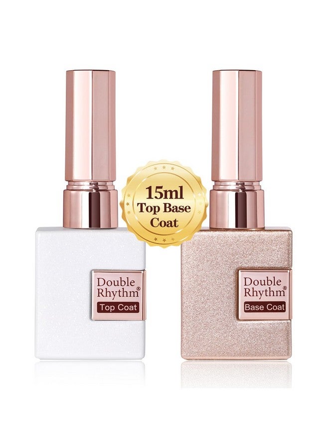 دابل ريذم 2 قطعة 15 مل لا يمسح الجل معطف فوقي ومجموعة معطف أساسي واضح لامع جل تلميع عدة نقع قبالة LED (قاعدة ومعطف علوي) - Image 1