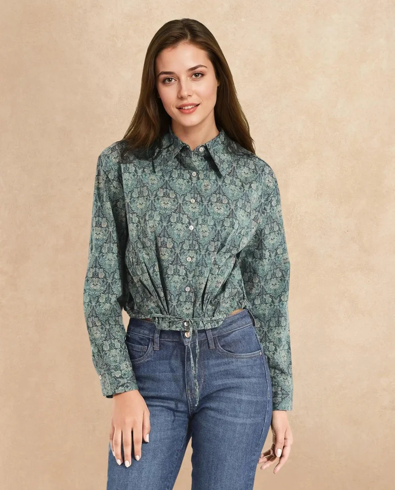 Rareism Women's Abstract Print Cropped Top