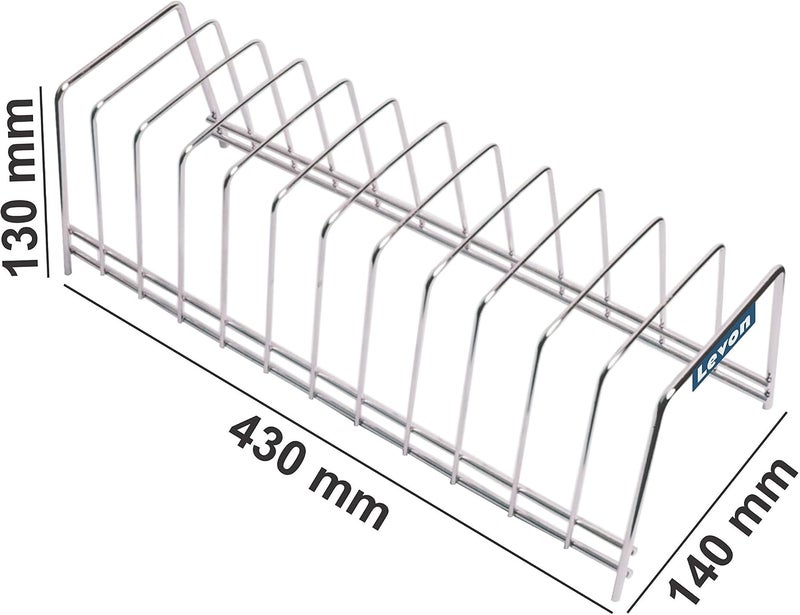 LEVON Stainless Steel Plate Rack | Dish Rack | Plate Stand | Lid Holder Utensil Rack For Kitchen - 12 Sections| With Anti-Rust Nano Coating, 14.0 X 43.0 X13.0 cm - Image 2