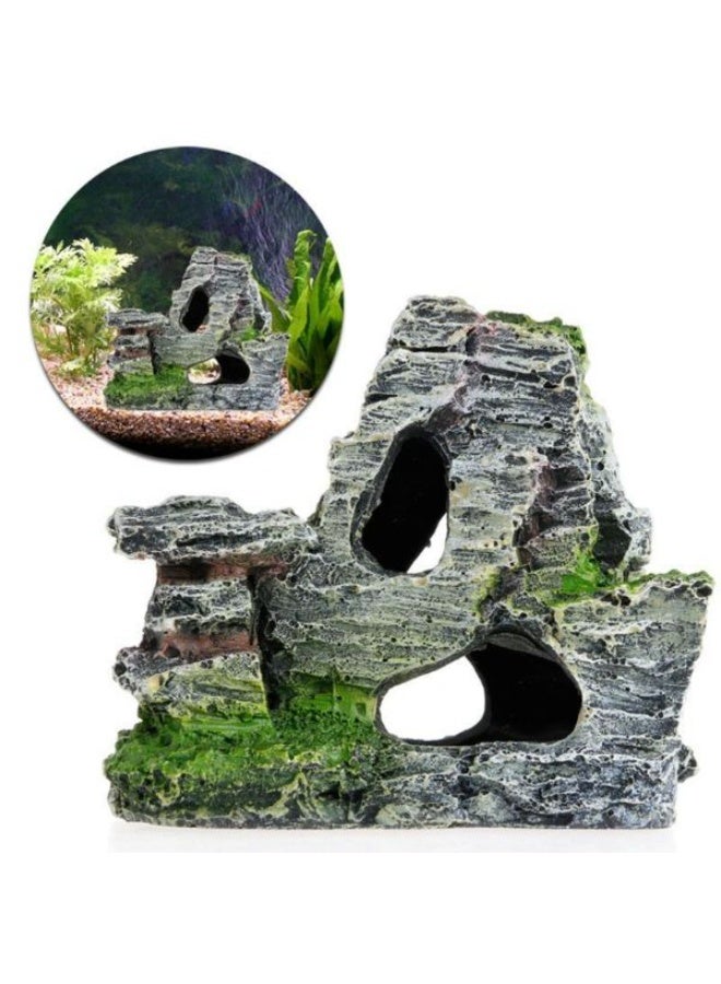 Artificial Fish Tank Rockery Resin Rock Mountain Hiding Cave Aquarium Decoration - Image 2