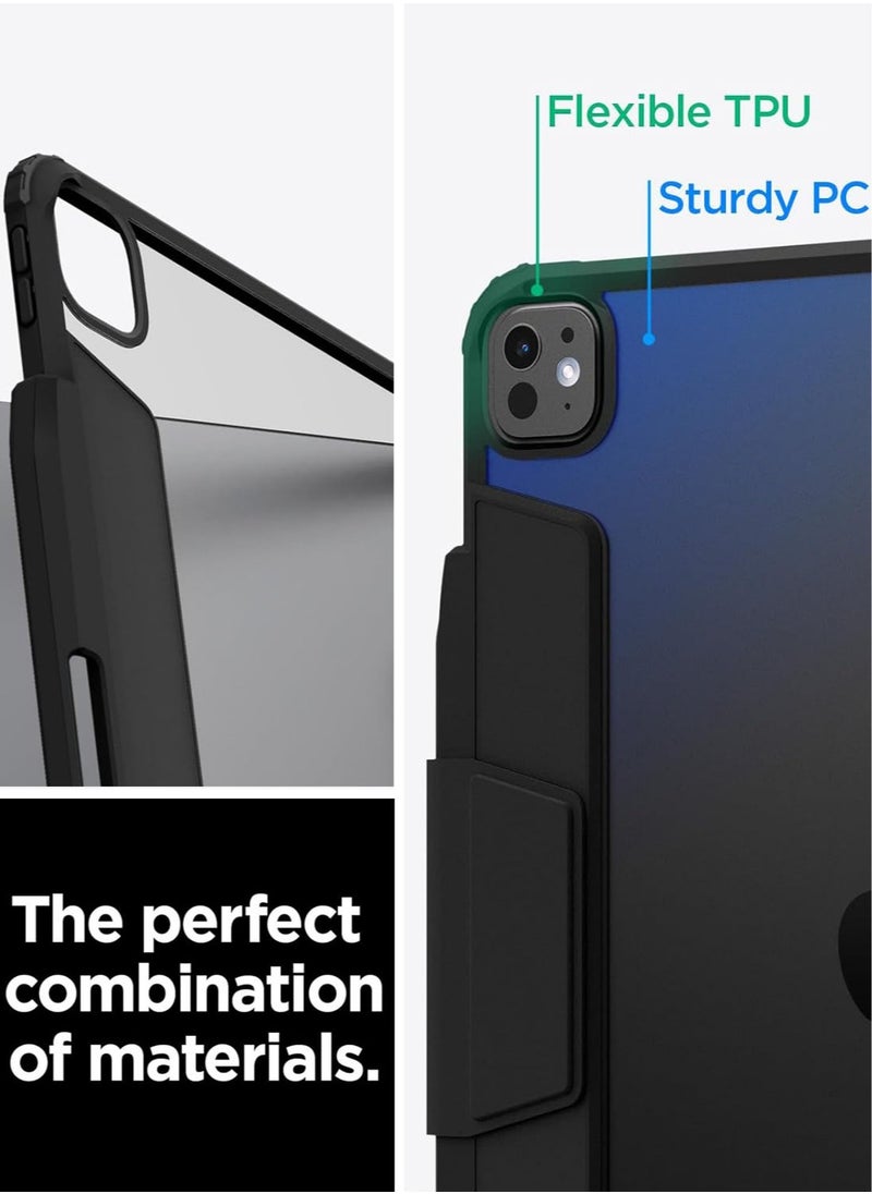 Spigen Air Skin Pro for iPad Pro 13 inch Case Cover (2024) M4 with Detachable Magnetic Cover, Transparent Back and Pencil Holder - Black  - Image 2
