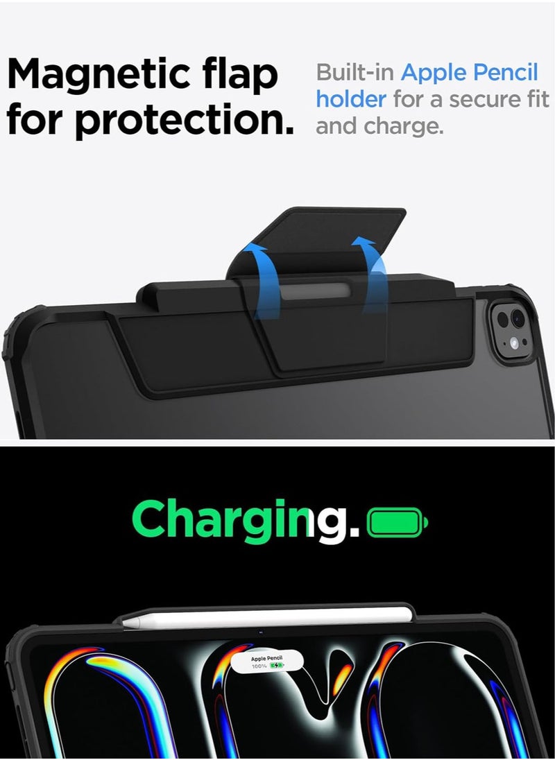 Spigen Air Skin Pro for iPad Pro 13 inch Case Cover (2024) M4 with Detachable Magnetic Cover, Transparent Back and Pencil Holder - Black  - Image 4
