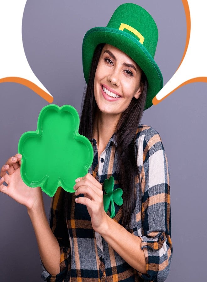 Cunhill 24 Pieces Plastic Shamrock Serving Platters St Patrick's Day Trays Green Plates Cookie Candy Dish Bowl for Irish Party Supplies - Image 5