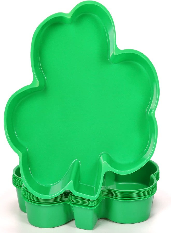 Cunhill 24 Pieces Plastic Shamrock Serving Platters St Patrick's Day Trays Green Plates Cookie Candy Dish Bowl for Irish Party Supplies - Image 1