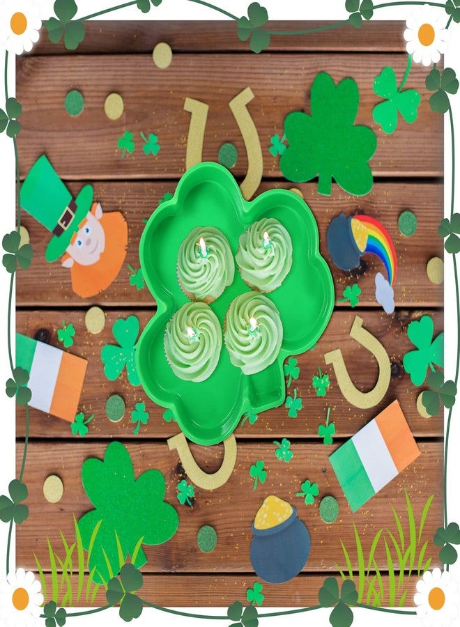 Cunhill 24 Pieces Plastic Shamrock Serving Platters St Patrick's Day Trays Green Plates Cookie Candy Dish Bowl for Irish Party Supplies - Image 3