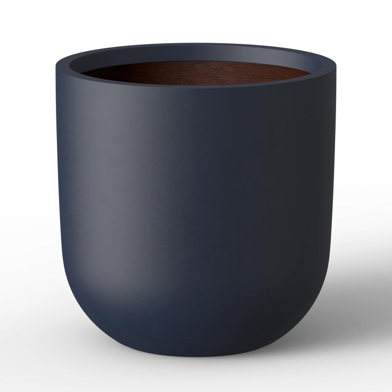 Kante 11.0" Round Concrete Planter, Large Cylinder Plant Pot with Curved Bottom and Drainage Hole, for Indoor and Outdoor Use â€“ Garden or Patio, Charcoal Finish with Painted Interior - Image 1