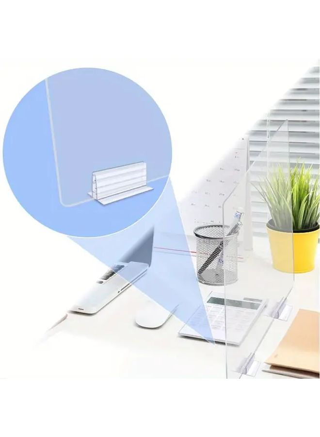 6 Pack Acrylic Sneeze Guard Brackets Self Adhesive Desk Partition Holders for 1 8 to 1 4 Inch Panels - Image 5
