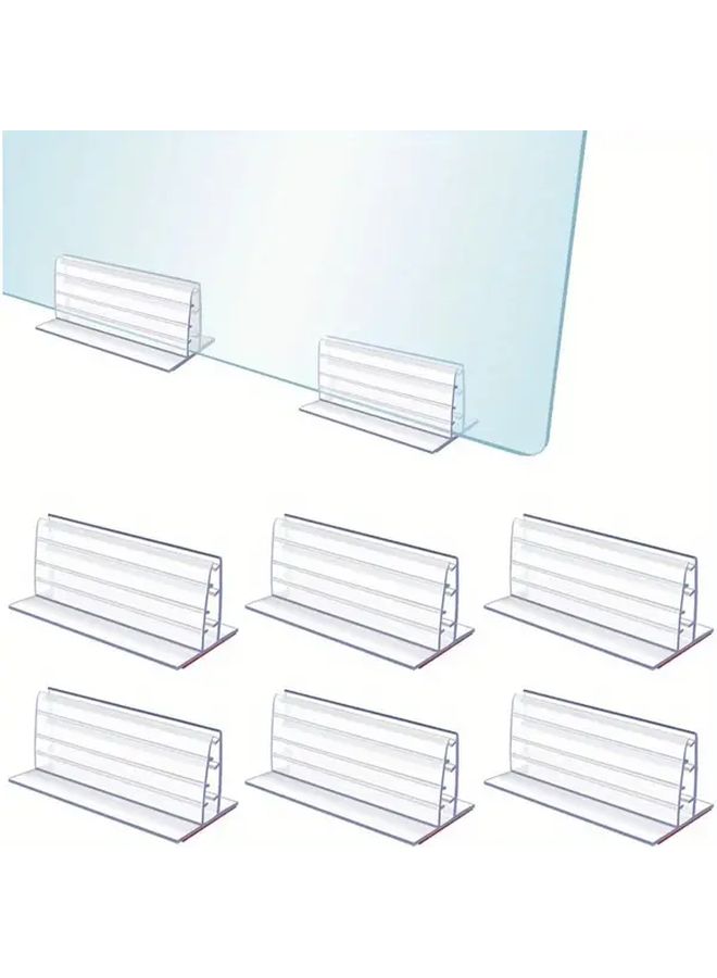 6 Pack Acrylic Sneeze Guard Brackets Self Adhesive Desk Partition Holders for 1 8 to 1 4 Inch Panels - Image 1