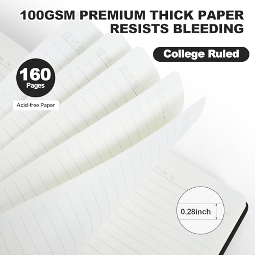 SUQJOY Lined Journal Notebooks for Writing, 100 GSM Thick Paper, 8 Pack Hardcover Notebooks, A5 College Ruled Notebook, Journaling Notebook for School/Travel/Office (Black- 8 Pack) - Image 3