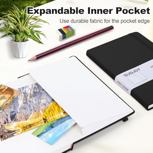 SUQJOY Lined Journal Notebooks for Writing, 100 GSM Thick Paper, 8 Pack Hardcover Notebooks, A5 College Ruled Notebook, Journaling Notebook for School/Travel/Office (Black- 8 Pack) - Image 4