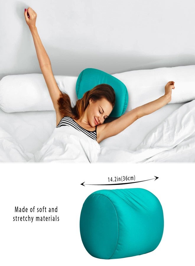 Focustree Squish Bean Bed Microbead Pillow Bolster Tube Body Pillow Smooth Cool Touch Fabric Neck & Back Support Throw Travel Pillow Fun Colors (Green Spring) - Image 5