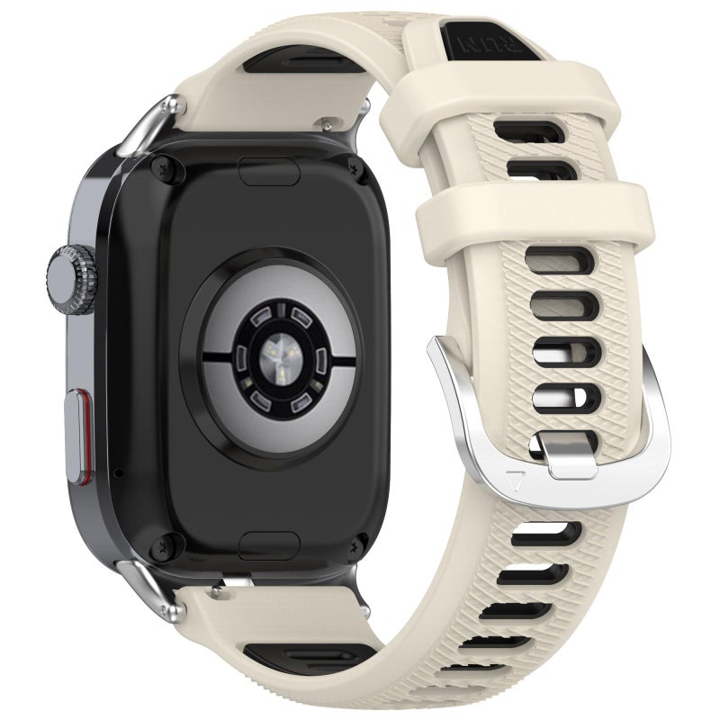 erorex For Huawei Watch D2 Silver Metal Head Two Color Silicone Watch Band(Starlight+Black) - Image 2