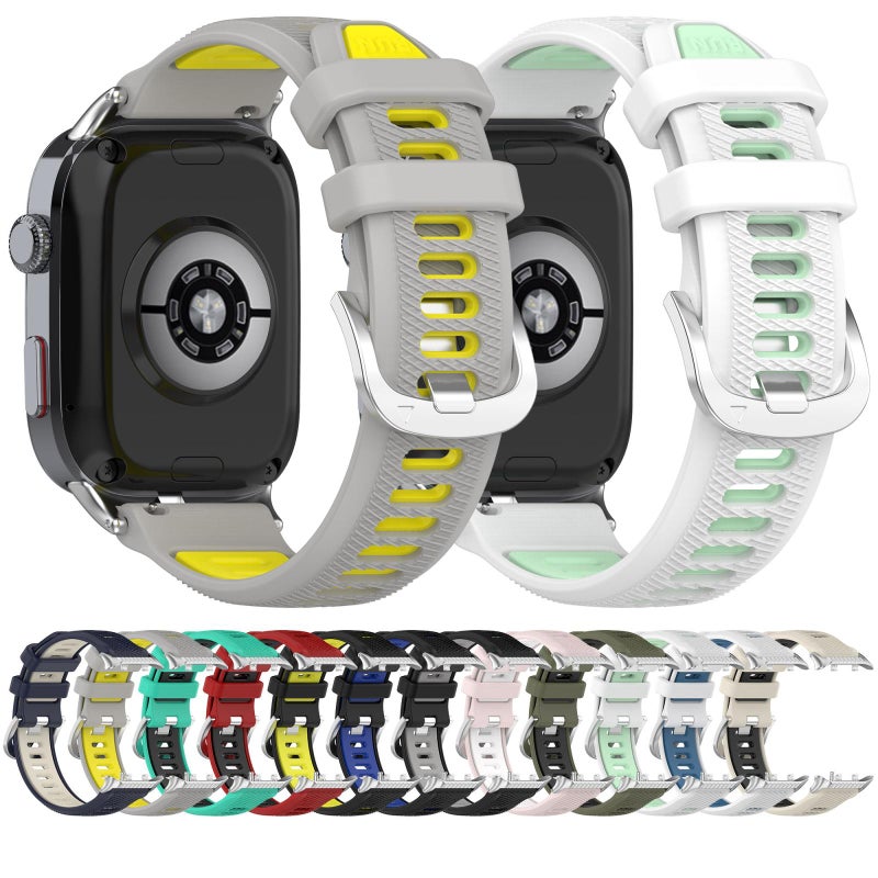 erorex For Huawei Watch D2 Silver Metal Head Two Color Silicone Watch Band(Starlight+Black) - Image 5