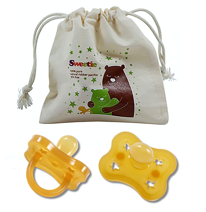Sweetie Rubber Pacifier Star Shape Rubber Natural Rubber with Symmetrical Nipple 1 Count 612 Medium