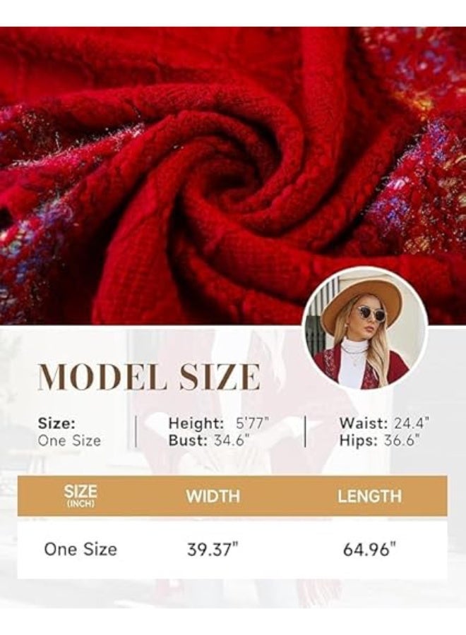 Oversized Knit Shawl Wrap for Women, Winter Scarf Poncho with Tassels, Soft Open Front Cape, Warm and Easy to Wear, Birthday Gift for Ladies - Image 2