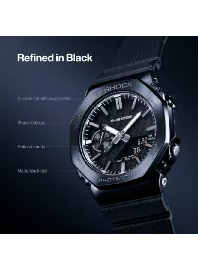 G-SHOCK Casio G-Shock GM-2100LXB-1ADR Men's Analog-Digital Watch – LUXE BLACK Matte Black Dial, Black Ion-Plated Metal Bezel, Black Bio-Based Resin Strap, Shock Resistant, 200M Water Resistant - Image 2