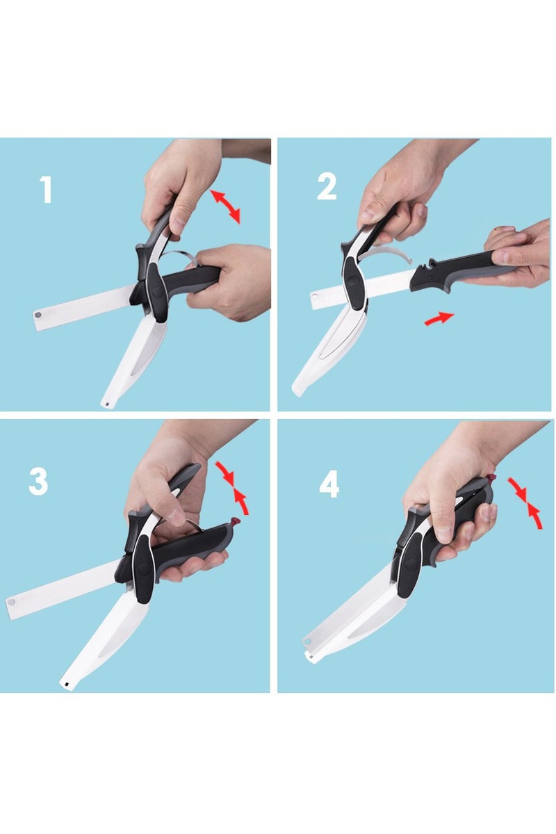 CMGTYYD Kitchen , Kitchen Multipurpose Utility Stainless Steel Scissor with Cutting Board Built-in, 2-in-1 Kitchen Tool Slicer for Vegetable Fruit Bread Cheese - Image 5