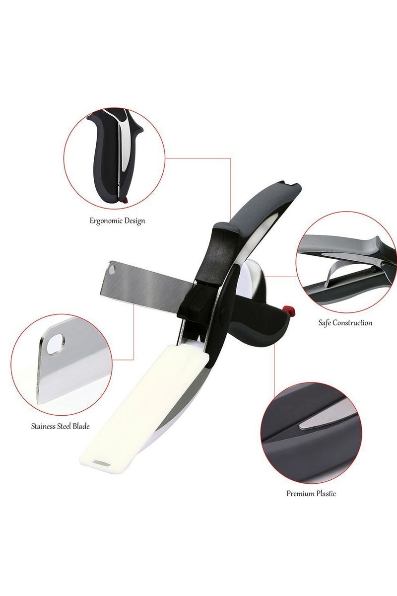CMGTYYD Kitchen , Kitchen Multipurpose Utility Stainless Steel Scissor with Cutting Board Built-in, 2-in-1 Kitchen Tool Slicer for Vegetable Fruit Bread Cheese - Image 3