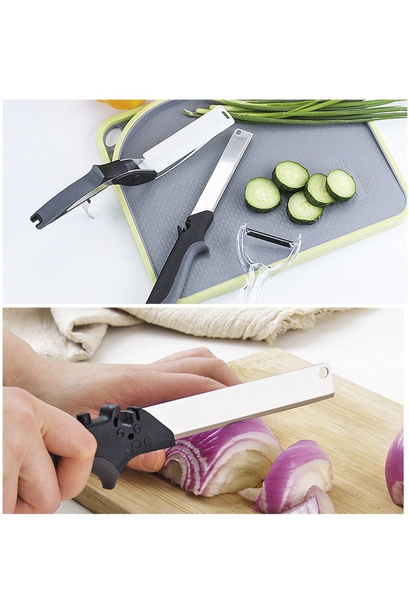 CMGTYYD Kitchen , Kitchen Multipurpose Utility Stainless Steel Scissor with Cutting Board Built-in, 2-in-1 Kitchen Tool Slicer for Vegetable Fruit Bread Cheese - Image 4