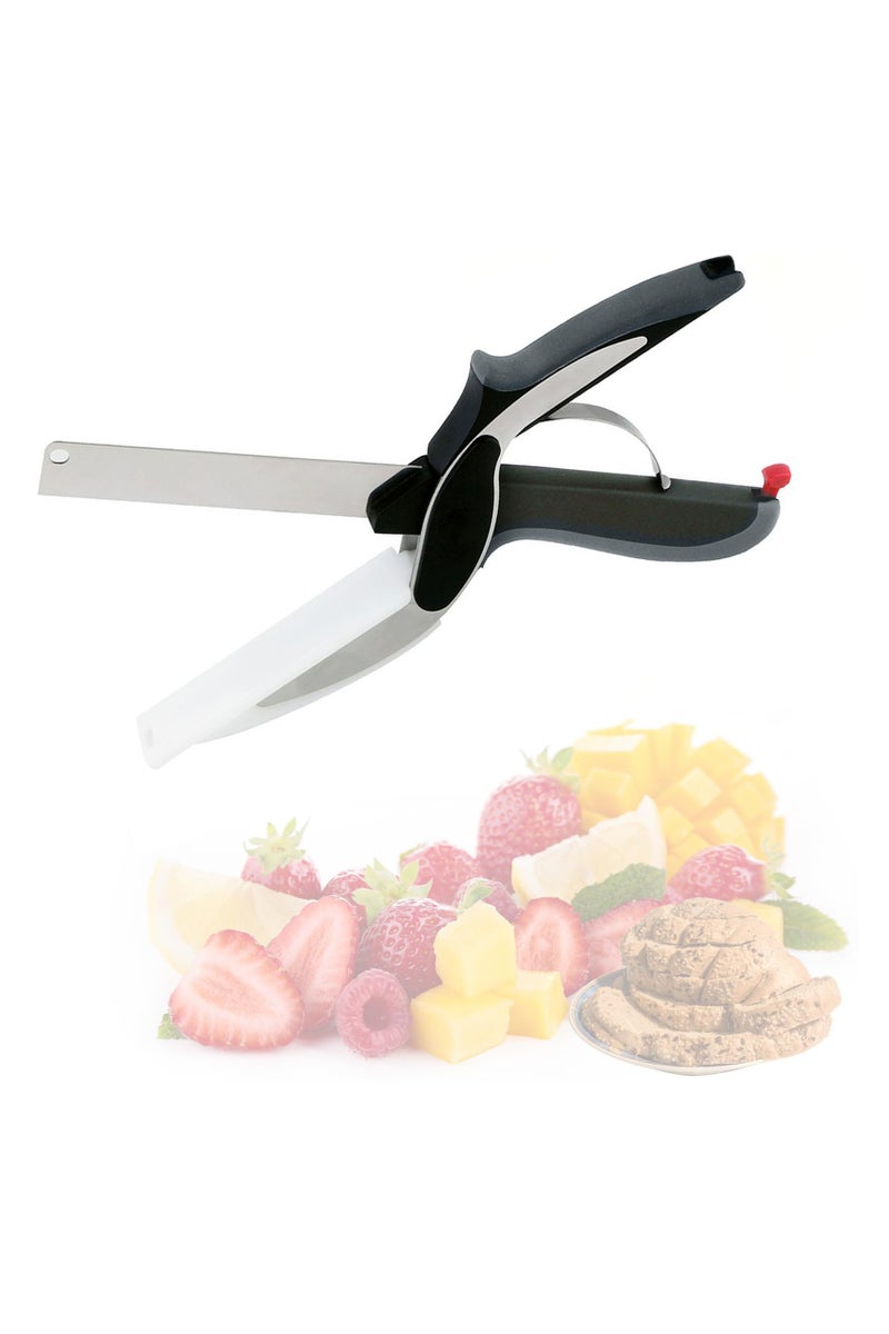 CMGTYYD Kitchen , Kitchen Multipurpose Utility Stainless Steel Scissor with Cutting Board Built-in, 2-in-1 Kitchen Tool Slicer for Vegetable Fruit Bread Cheese - Image 1