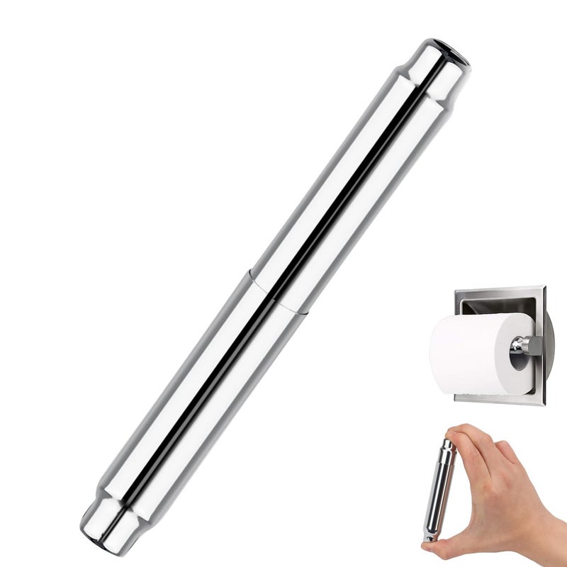 CAPHONT Toilet Paper Holder Roller Replacement, Stainless Steel Toilet Paper Roller Spring Loaded Toilet Paper Holder Replacement Rod, Chrome - Image 1
