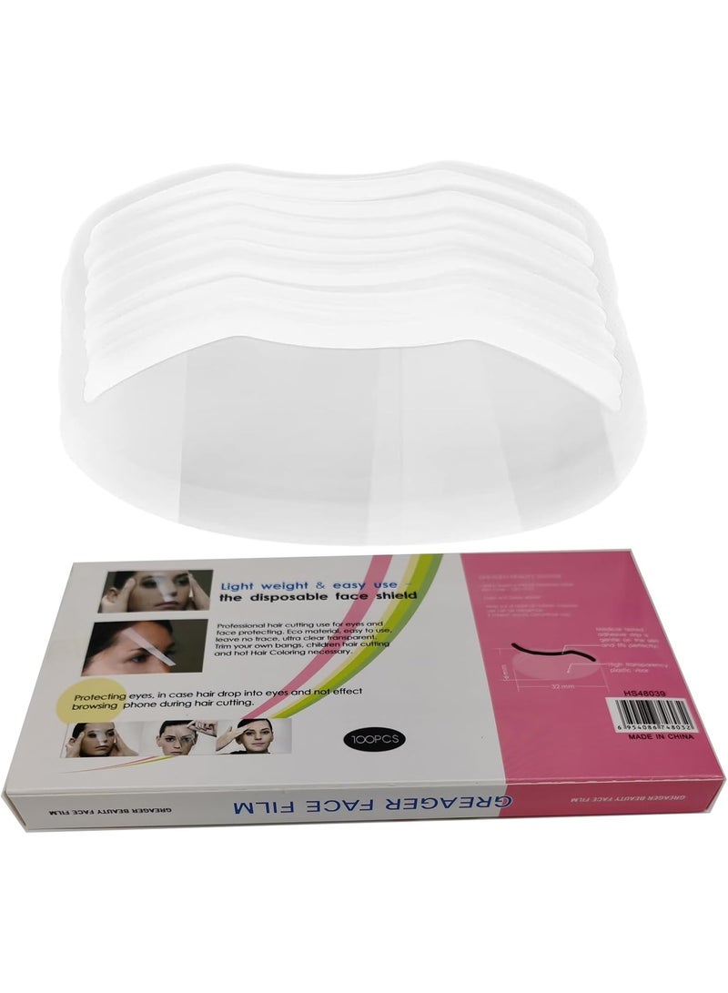 DubaiGallery Professional Disposable Face Shield Film – 100PCS Clear Lightweight Protective Shields for Hair Cutting, Hair Styling, Coloring, Barber Shops, Beauty Salons, Makeup Services and Personal Eye Protection - Image 1