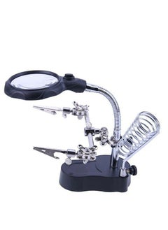 Welding Magnifying Glass 5 LED Light Auxiliary Clip loupe Magnifier 3 In1 Hand Soldering Solder Iron Stand Holder Station