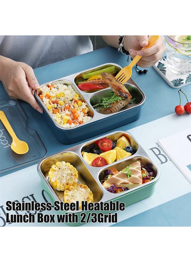 Toyshine - Toyshine Stainless Steel Bento Box for Kids & Adults, 2/3 Compartments Sealed & Leak-proof Lunch Box, Keep Foods Separated Food Storage Container, Food-Safe Materials(3 Compartments, Green, Pack of 1) - Image 1