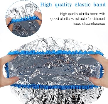 Yolev 2 Pcs Heat Cap for Deep Conditioning Hair Cap for Oil Treatment Double Layer Aluminum Reusable Steam Caps Processing Shower Caps for Long Thick Hair Dyeing Home Salon Black Blue - Image 3