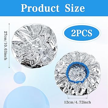 Yolev 2 Pcs Heat Cap for Deep Conditioning Hair Cap for Oil Treatment Double Layer Aluminum Reusable Steam Caps Processing Shower Caps for Long Thick Hair Dyeing Home Salon Black Blue - Image 2