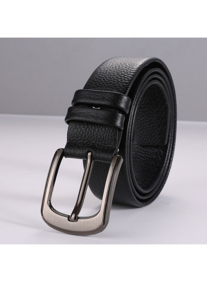 Classic Business Leather Belt for Men | Pin Buckle | Genuine Grain Cowhide Belt | Includes Gift Set - Image 5