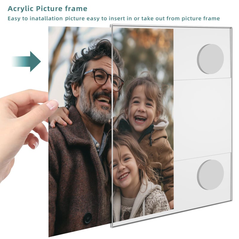 Bluesun 8x10 Picture Frame Stick Wall set of 2 pack Acrylic Photo Frames - Hanging Picture Frames Vertical, Clear Picture Frame Various Decorative Styles - Image 4