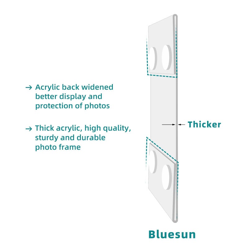 Bluesun 8x10 Picture Frame Stick Wall set of 2 pack Acrylic Photo Frames - Hanging Picture Frames Vertical, Clear Picture Frame Various Decorative Styles - Image 3