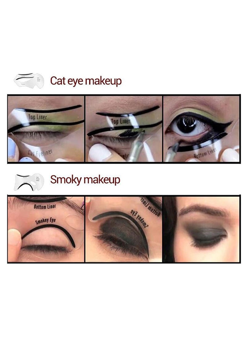 MMG 2 قطعة كحل Stencil قابلة لإعادة الاستخدام Smudgeproof القط العين سموكي العين كحل قالب Stencil أدوات التجميل اكسسوارات  - Image 5
