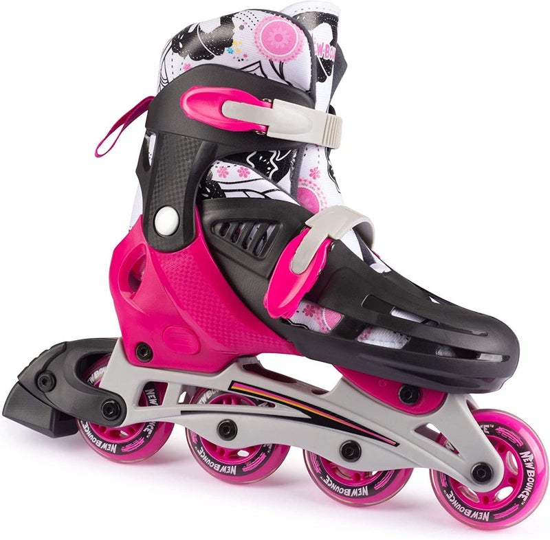 New Bounce New-Bounce Inline Skates for Girls and Boys - Outdoor Adjustable Roller Skates for Boys Ages 8-12 for Beginners & Advanced Great for Kids & Teens | Pink - Image 1