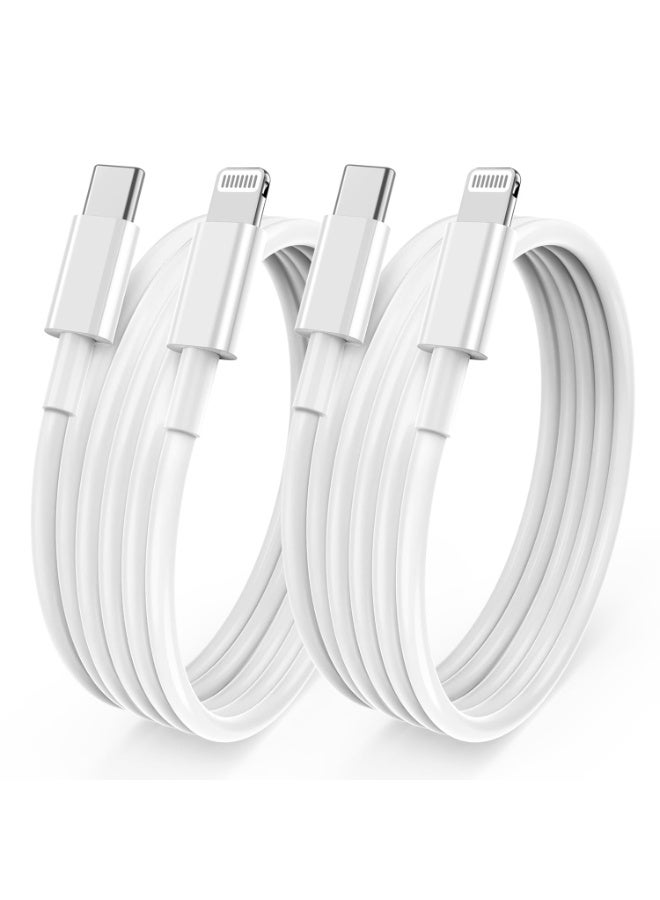 مجموعة من كابلين للشحن السريع USB-C إلى Lightning بطول 1 متر، سلك شاحن PD 20 وات متوافق مع سلسلة iPhone 16/15/14/13/12 وiPad وAirPods - مضفر متين - Image 1