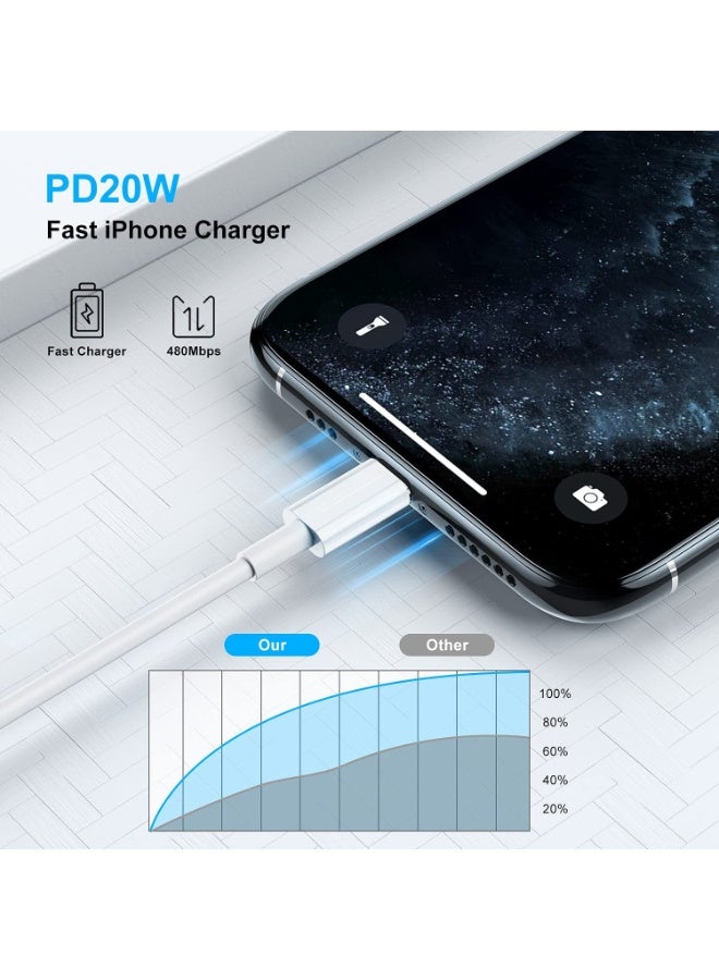 مجموعة من كابلين للشحن السريع USB-C إلى Lightning بطول 1 متر، سلك شاحن PD 20 وات متوافق مع سلسلة iPhone 16/15/14/13/12 وiPad وAirPods - مضفر متين - Image 5