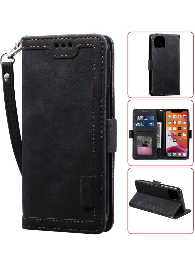 Phone Case for Samsung Galaxy S21 5G 6.2 inch Wallet Cell Cover with Tempered Glass Screen Protector Lanyard Flip Credit Card Holder Slot Stand S 21 21S G5 Women Men Rugged Wrist Strap  - Image 1