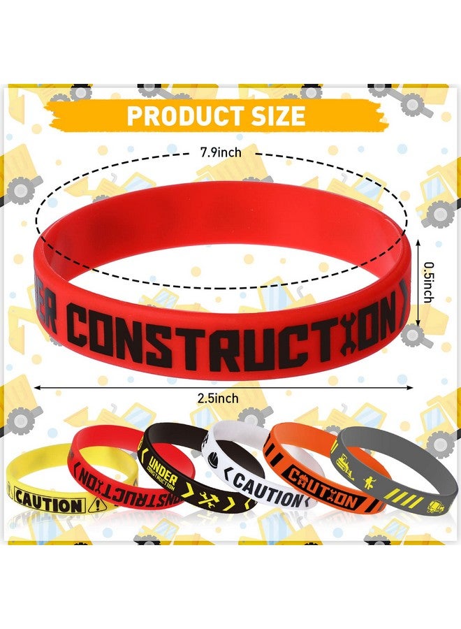 Kasyat 24 Pieces Construction Party Favors Under Construction Rubber Wristbands Bracelets Tractor Dump Digger Vehicle Goodie Bags Stuffers For Construction Truck Theme Party Gift Decoration - Image 3
